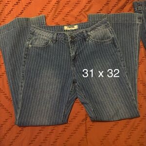 Rock & Roll Cowgirl Blue Pinstripe Flare trouser Jeans